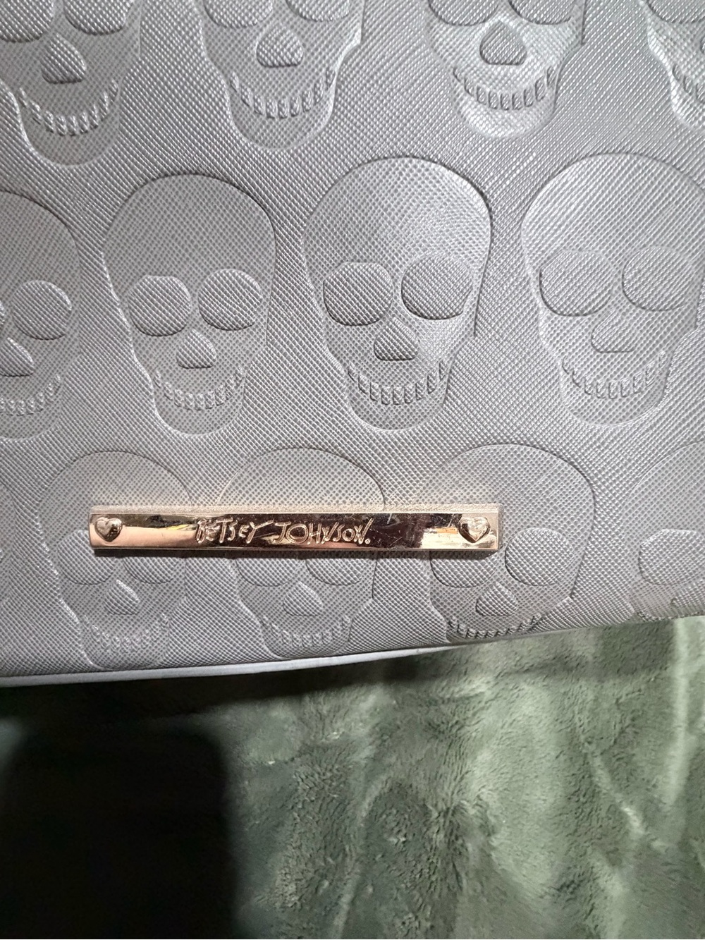 Betsey Johnson Gray Skull-Embossed Laptop Tote - Picture 3 of 9